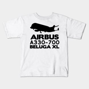 Airbus A330-700 Beluga XL Silhouette Print (Black) Kids T-Shirt